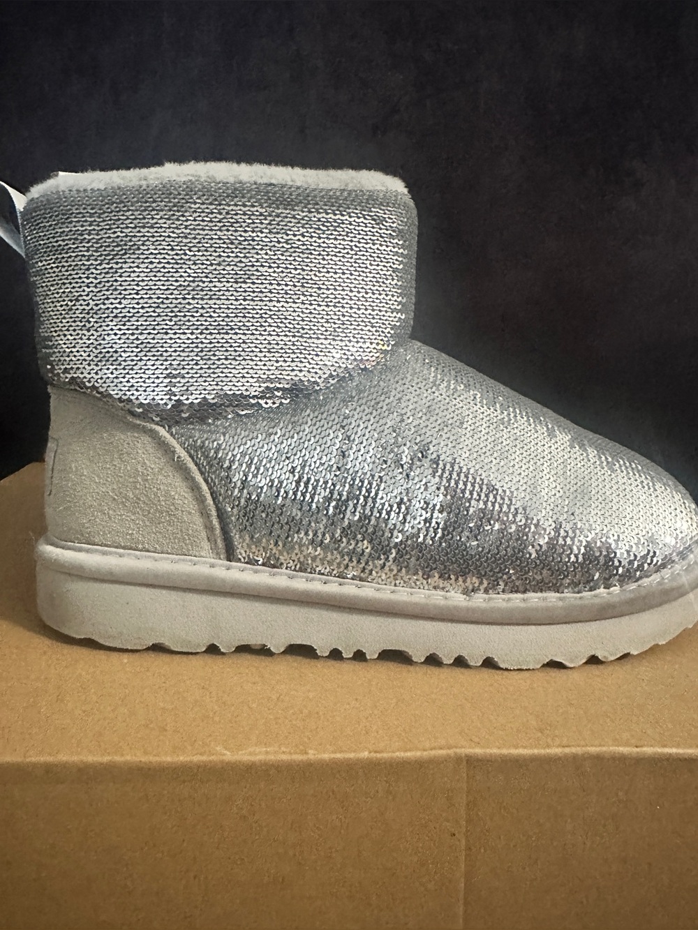 UGG Kids Silver Sequin Short Boot
